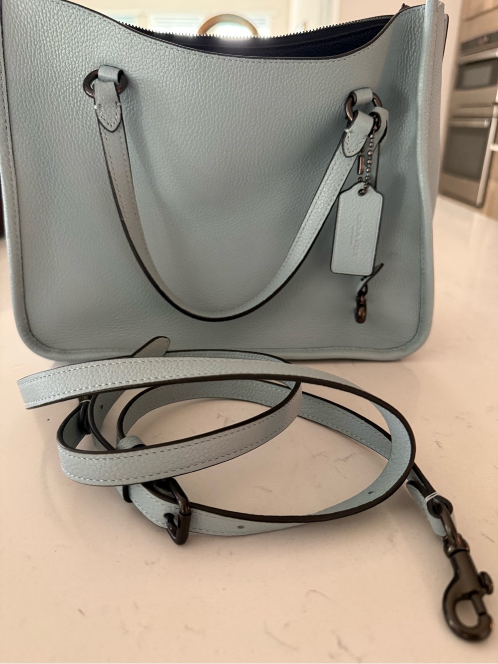 Coach Tyler Pebble Leather Shoulder Bag in Light Blue